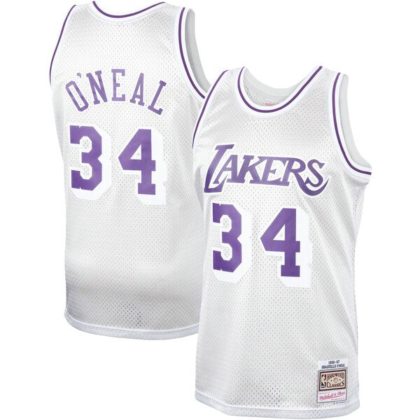 Maillot Los Angeles Lakers Homme Shaquille O'Neal 34 Classics Platinum Swingman Blanc